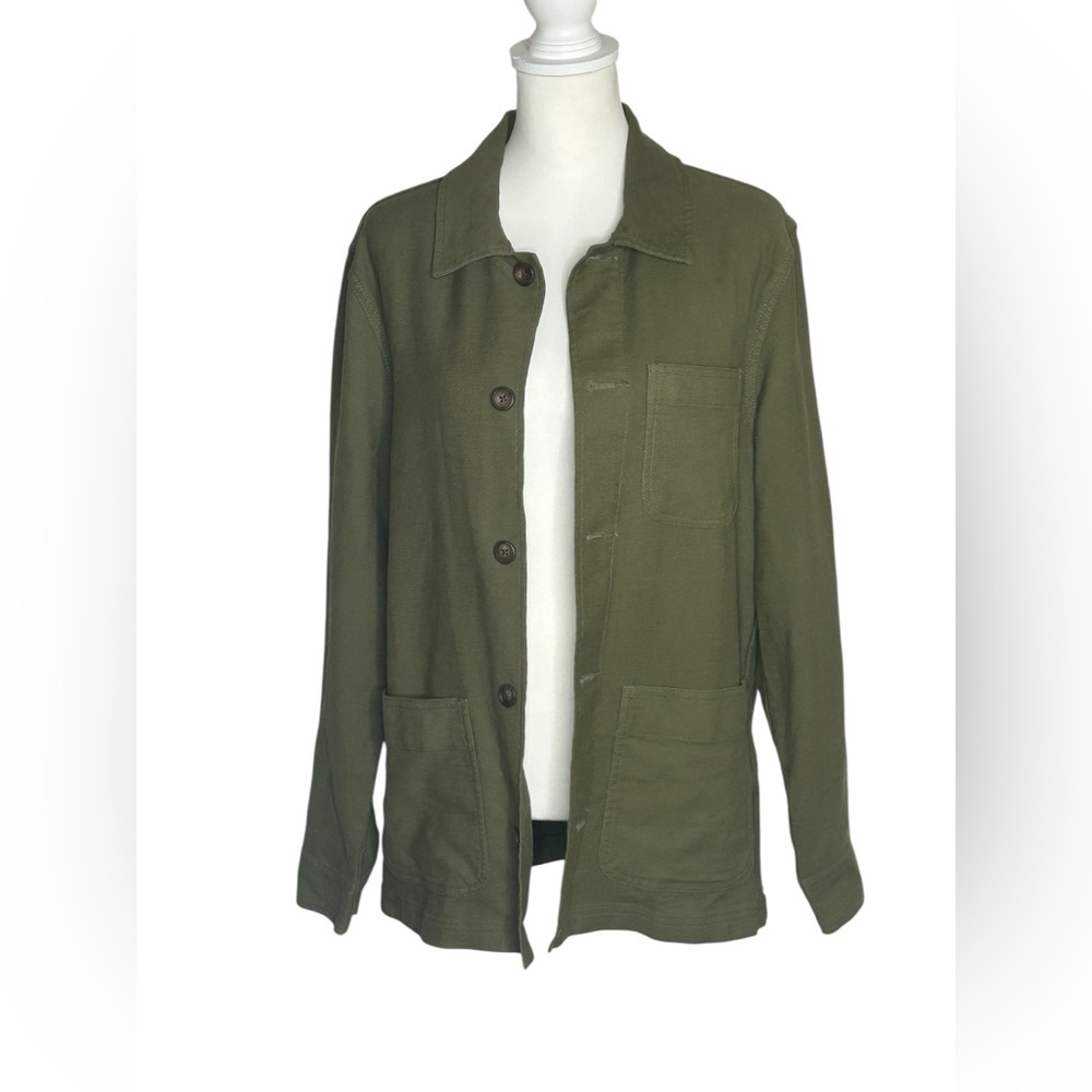 NWT J. Crew Military Green Utility Button Chore Jacket Sz S Gorpcore *small FLAW